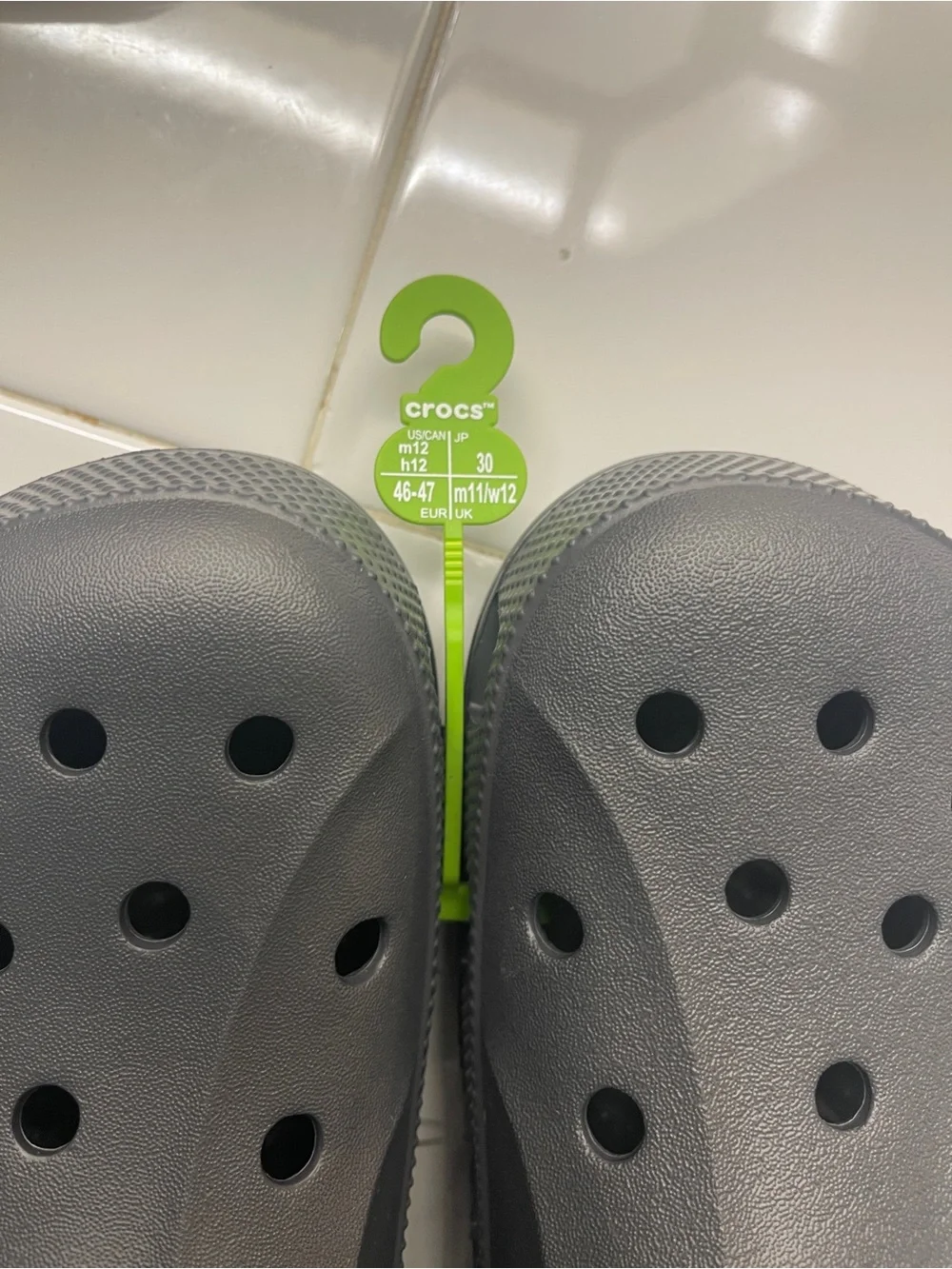 CROCS Classic Clog in Charcoal with Lime Accent